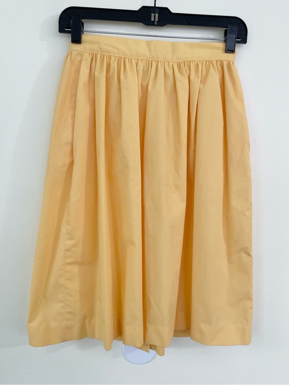 Vintage J Crew Outfitters Oarsman Pastel Yellow Swing Midi Skirt 4 Buttons - Picture 7 of 10